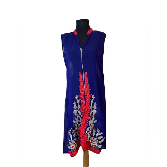 Blue Sheer Embroidered Kurta - Picture 12 of 16